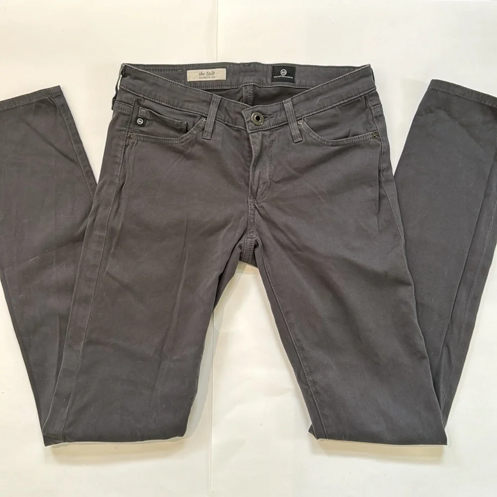 AG stilt cigarette leg brown sateen pants - Picture 2 of 6